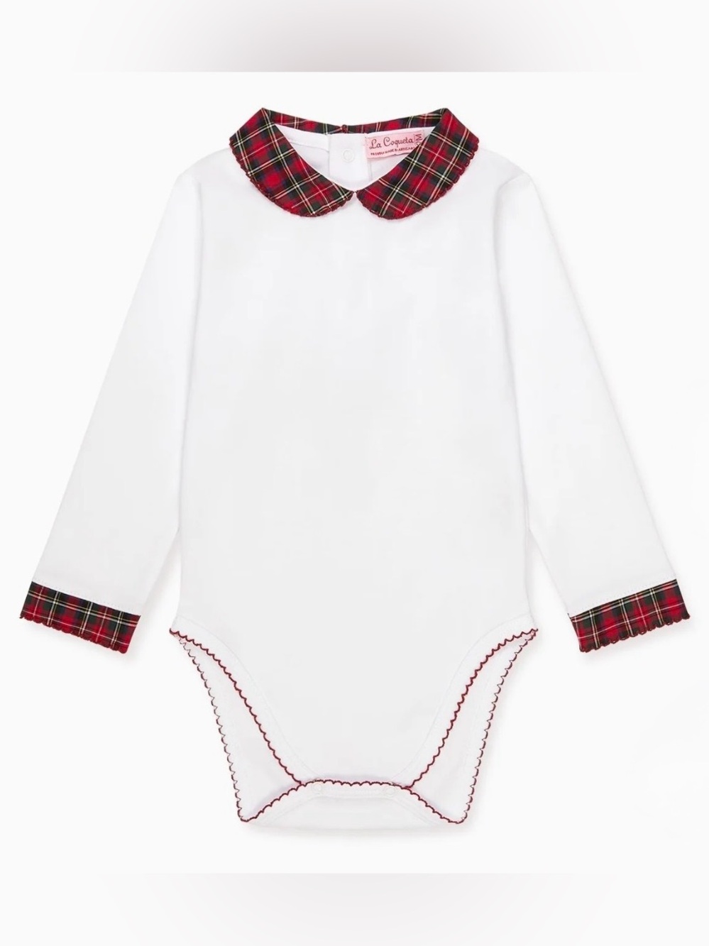 La Coqueta Baby Unisex Red Tartan Bastia Holiday Bodysuit - Size 12M